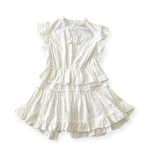 MISA LOS ANGELES Iliana Tiered Eyelet Mini Dress , Size L, White, New with tag - Picture 8 of 16